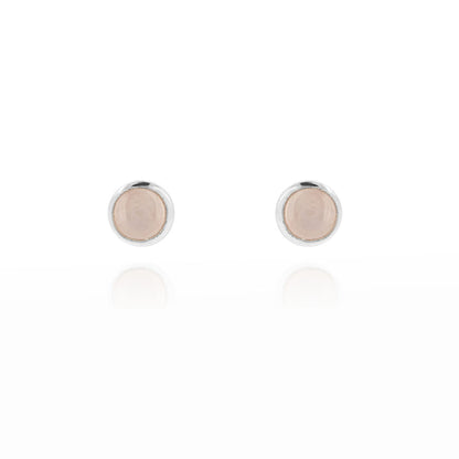 Iria Rose Quartz 5mm Stud Earrings - Sterling Silver Stud Earrings