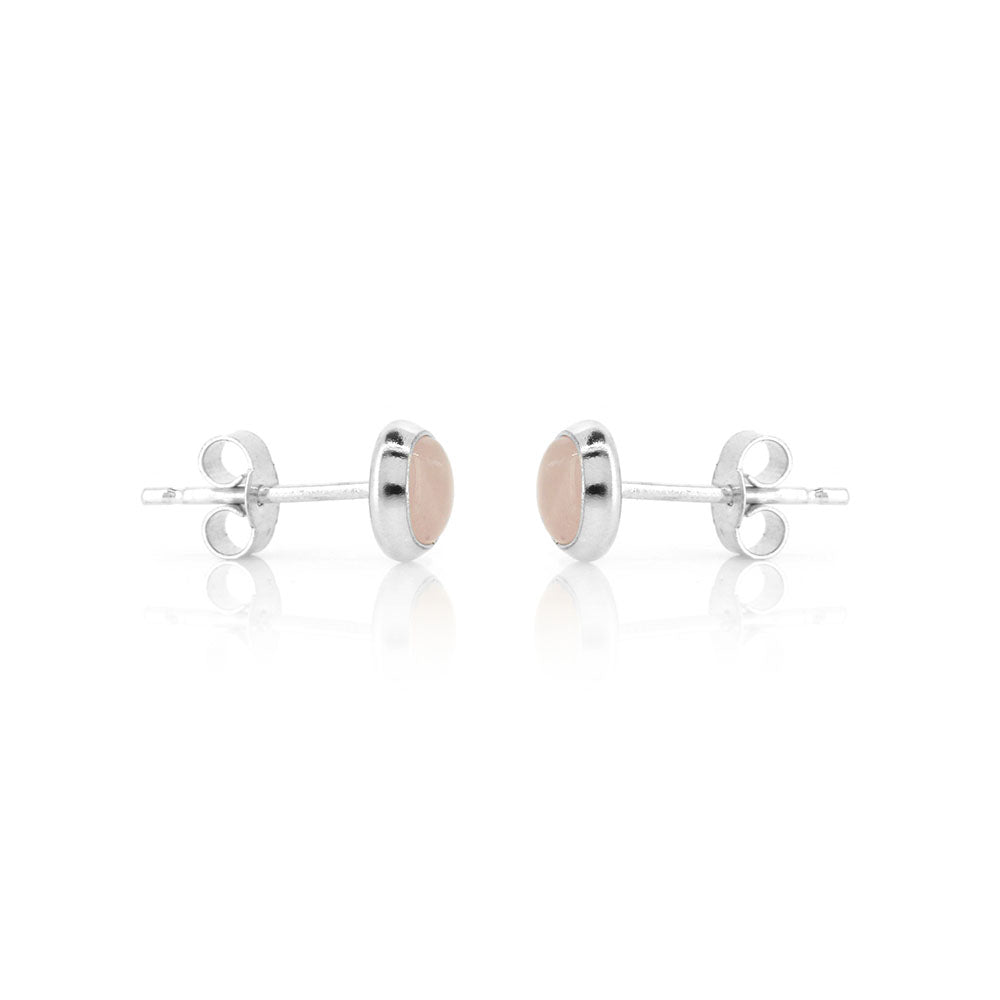 Iria Rose Quartz 5mm Stud Earrings - Sterling Silver Stud Earrings