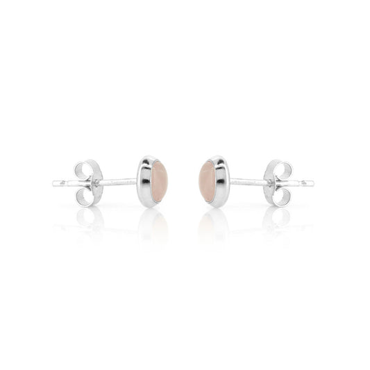 Iria Rose Quartz 5mm Stud Earrings - Sterling Silver Stud Earrings