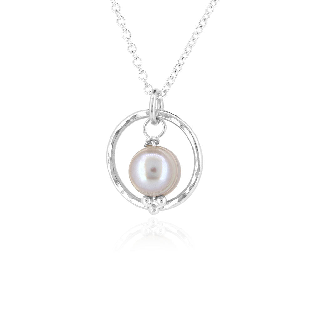 Orbit Grey Freshwater Pearl Necklace - Sterling Silver Necklace