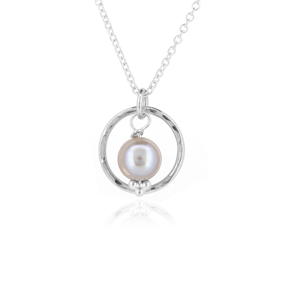 Orbit Grey Freshwater Pearl Necklace - Sterling Silver Necklace