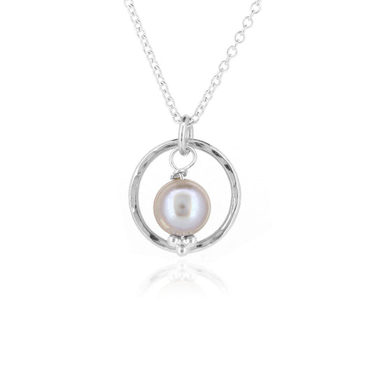 Orbit Grey Freshwater Pearl Necklace - Sterling Silver Necklace