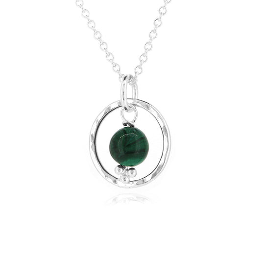 Orbit Malachite Necklace - Sterling Silver Necklace