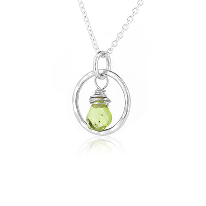 Orbit Peridot Necklace - Sterling Silver Necklace