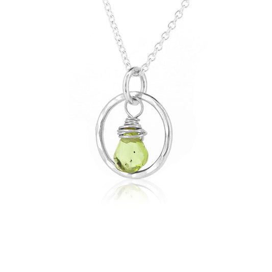 Orbit Peridot Necklace - Sterling Silver Necklace