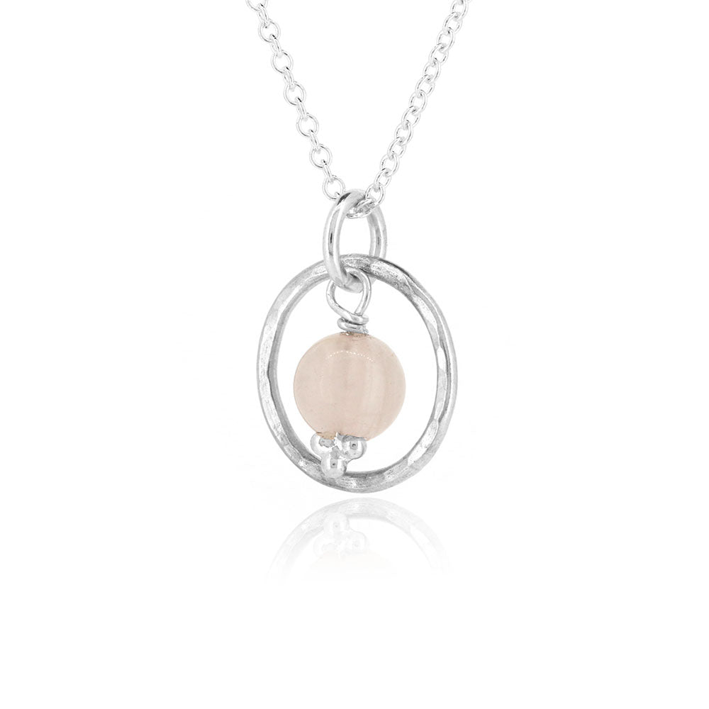 Orbit Rose Quartz Necklace - Sterling Silver Necklace
