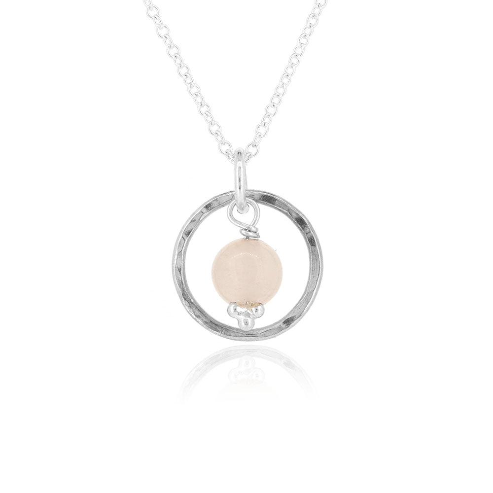 Orbit Rose Quartz Necklace - Sterling Silver Necklace