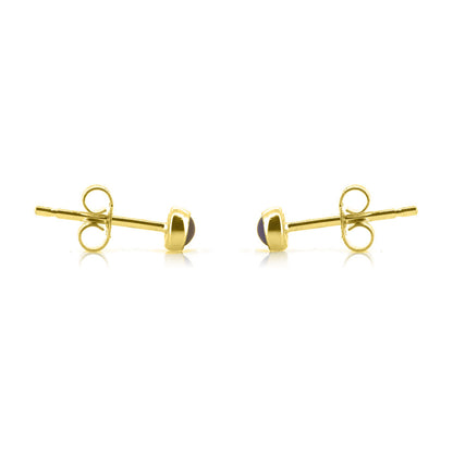 Iria Amethyst 3mm Stud Earrings - Yellow Gold Vermeil Stud Earrings
