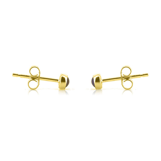 Iria Amethyst 3mm Stud Earrings - Yellow Gold Vermeil Stud Earrings