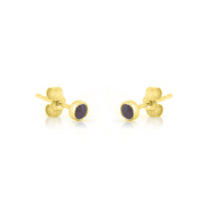 Iria Amethyst 3mm Stud Earrings - Yellow Gold Vermeil Stud Earrings