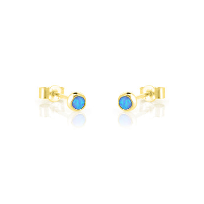 Iria Opalite 3mm Stud Earrings - Yellow Gold Vermeil Stud Earrings