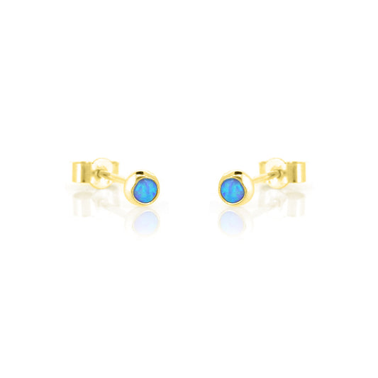Iria Opalite 3mm Stud Earrings - Yellow Gold Vermeil Stud Earrings
