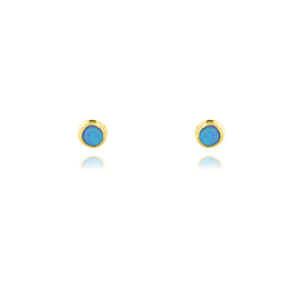 Iria Opalite 3mm Stud Earrings - Yellow Gold Vermeil Stud Earrings