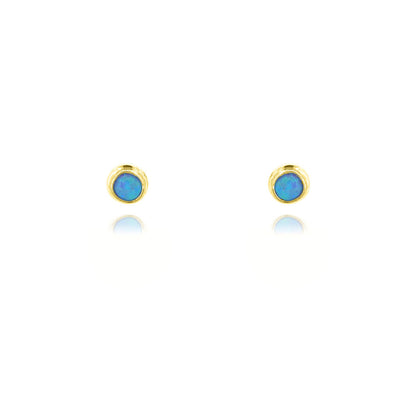 Iria Opalite 3mm Stud Earrings - Yellow Gold Vermeil Stud Earrings