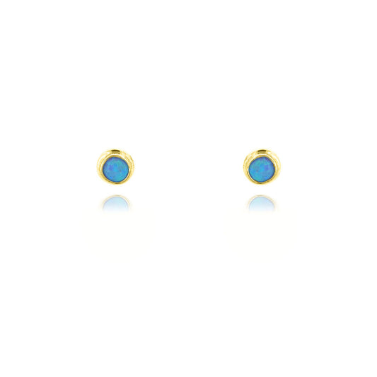 Iria Opalite 3mm Stud Earrings - Yellow Gold Vermeil Stud Earrings