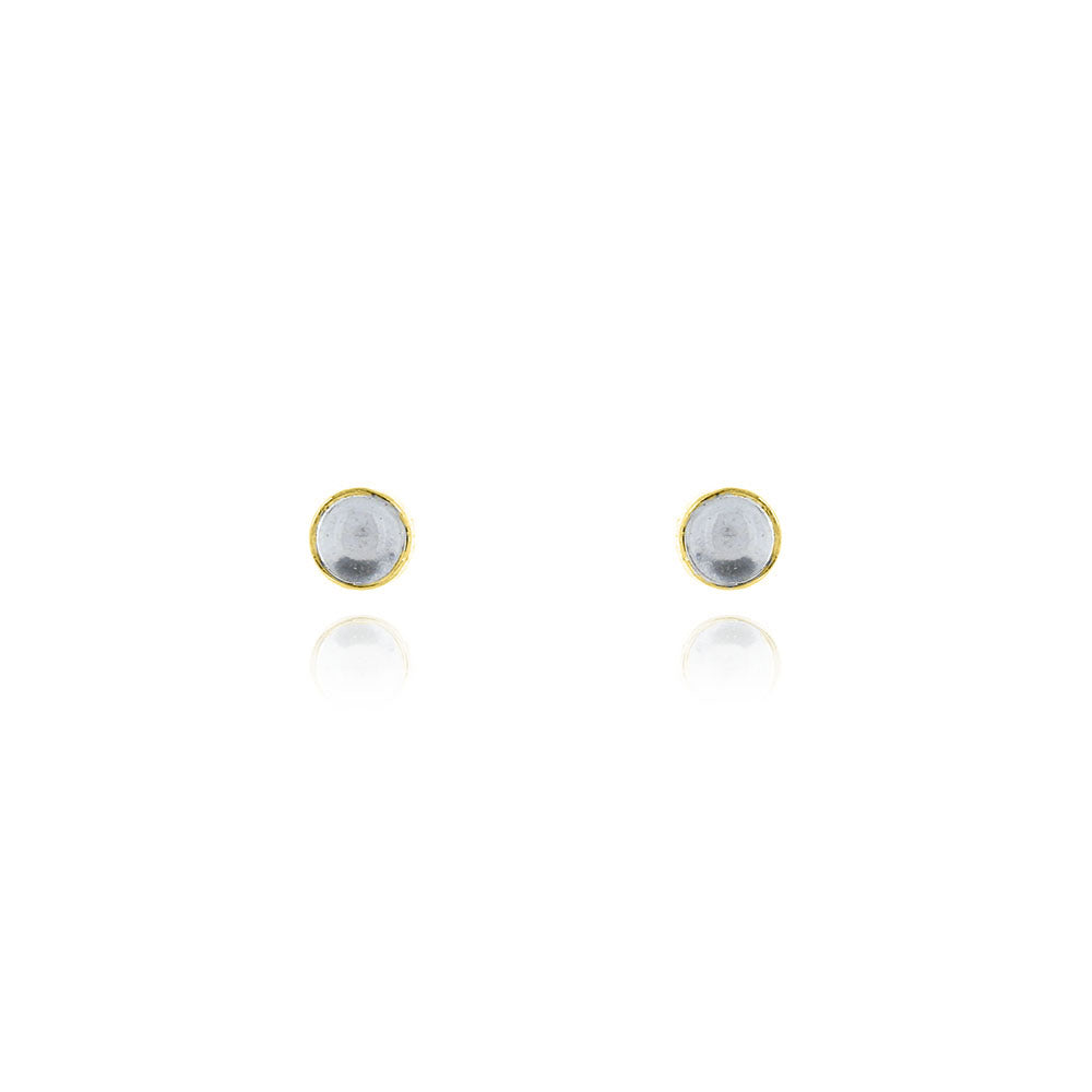 Iria Sky Blue Topaz 3mm Stud Earrings - Yellow Gold Vermeil Stud Earrings