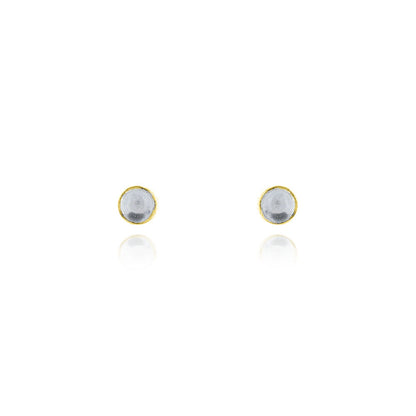 Iria Sky Blue Topaz 3mm Stud Earrings - Yellow Gold Vermeil Stud Earrings