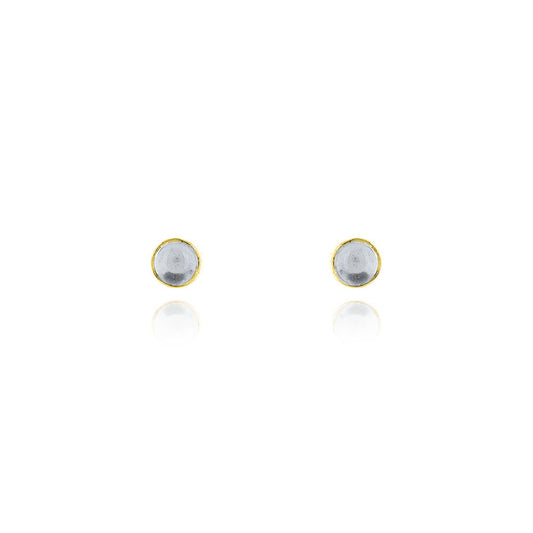 Iria Sky Blue Topaz 3mm Stud Earrings - Yellow Gold Vermeil Stud Earrings