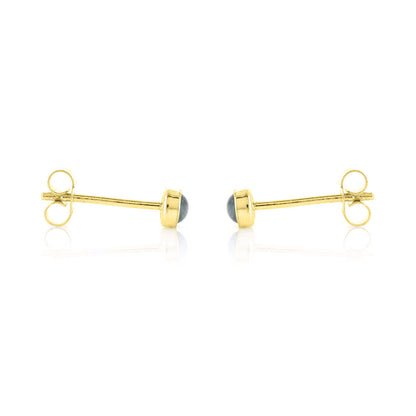 Iria Sky Blue Topaz 3mm Stud Earrings - Yellow Gold Vermeil Stud Earrings