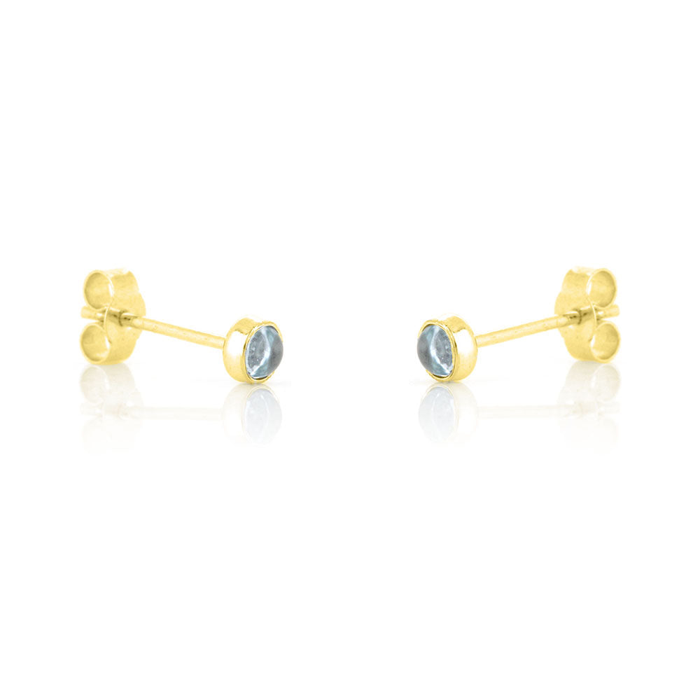 Iria Sky Blue Topaz 3mm Stud Earrings - Yellow Gold Vermeil Stud Earrings
