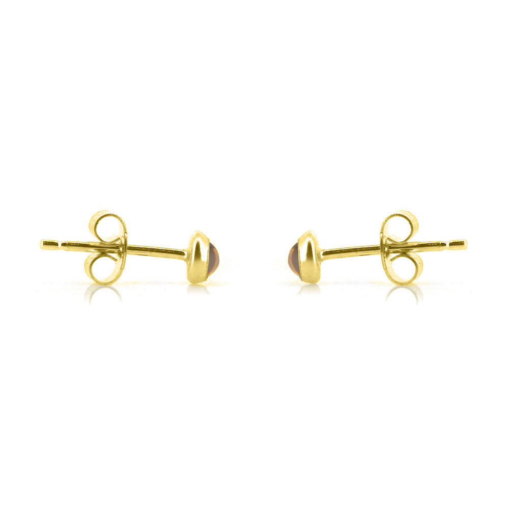 Iria Citrine 3mm Stud Earrings - Yellow Gold Vermeil Stud Earrings