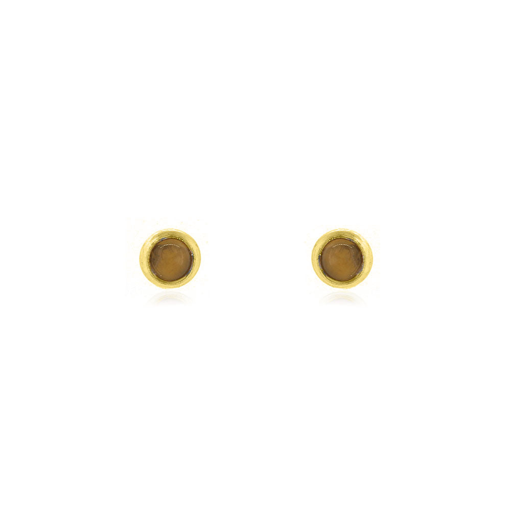Iria Citrine 3mm Stud Earrings - Yellow Gold Vermeil Stud Earrings