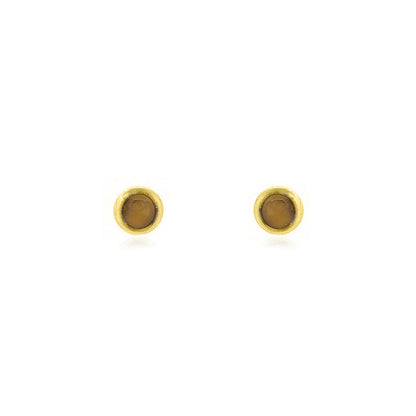 Iria Citrine 3mm Stud Earrings - Yellow Gold Vermeil Stud Earrings