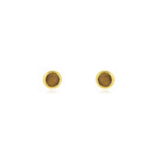 Iria Citrine 3mm Stud Earrings - Yellow Gold Vermeil Stud Earrings