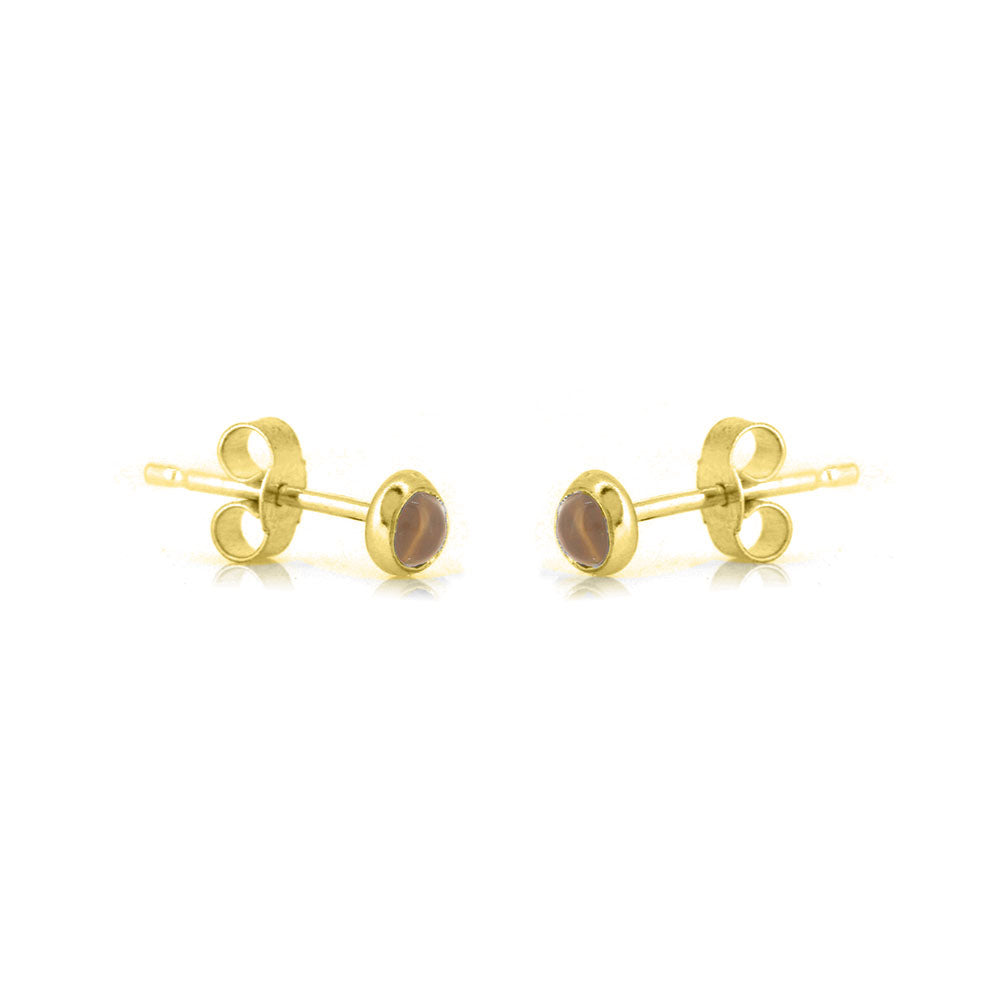 Iria Citrine 3mm Stud Earrings - Yellow Gold Vermeil Stud Earrings