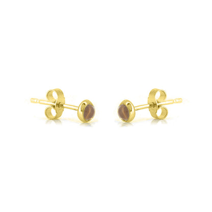 Iria Citrine 3mm Stud Earrings - Yellow Gold Vermeil Stud Earrings