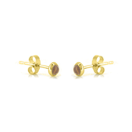 Iria Citrine 3mm Stud Earrings - Yellow Gold Vermeil Stud Earrings