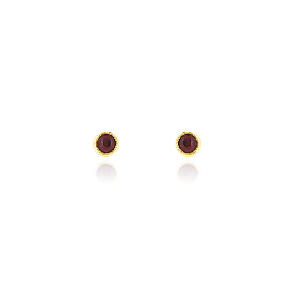 Iria Garnet 3mm Stud Earrings - Yellow Gold Vermeil Stud Earrings