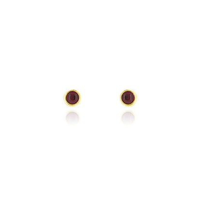 Iria Garnet 3mm Stud Earrings - Yellow Gold Vermeil Stud Earrings