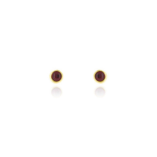Iria Garnet 3mm Stud Earrings - Yellow Gold Vermeil Stud Earrings