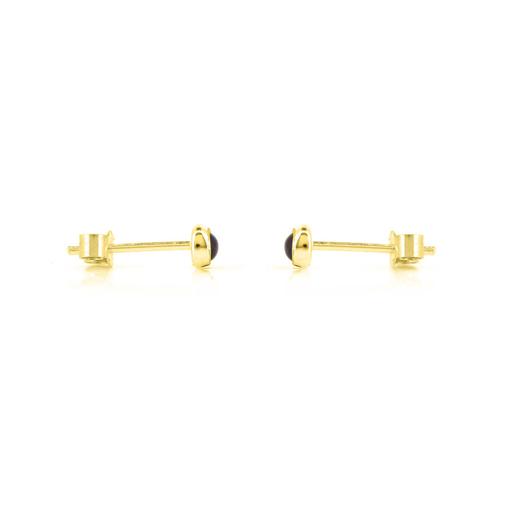 Iria Garnet 3mm Stud Earrings - Yellow Gold Vermeil Stud Earrings