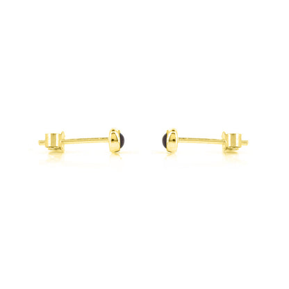 Iria Garnet 3mm Stud Earrings - Yellow Gold Vermeil Stud Earrings