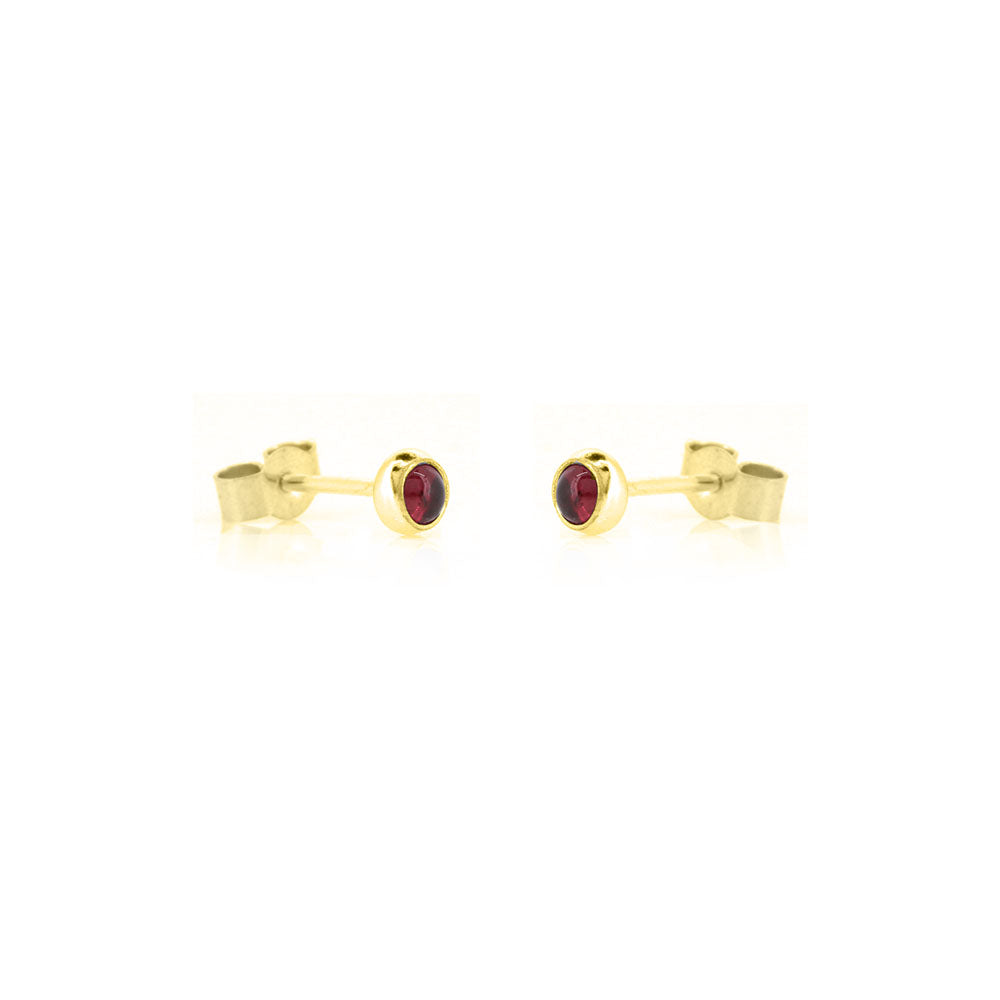 Iria Garnet 3mm Stud Earrings - Yellow Gold Vermeil Stud Earrings