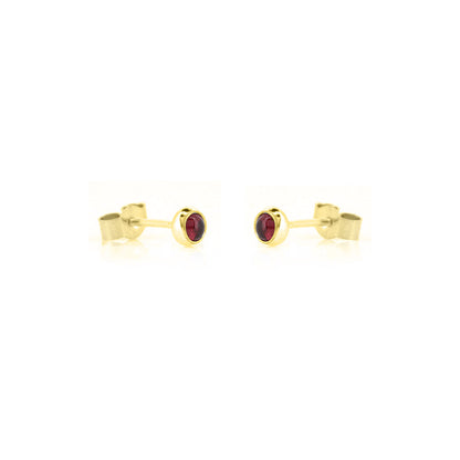 Iria Garnet 3mm Stud Earrings - Yellow Gold Vermeil Stud Earrings