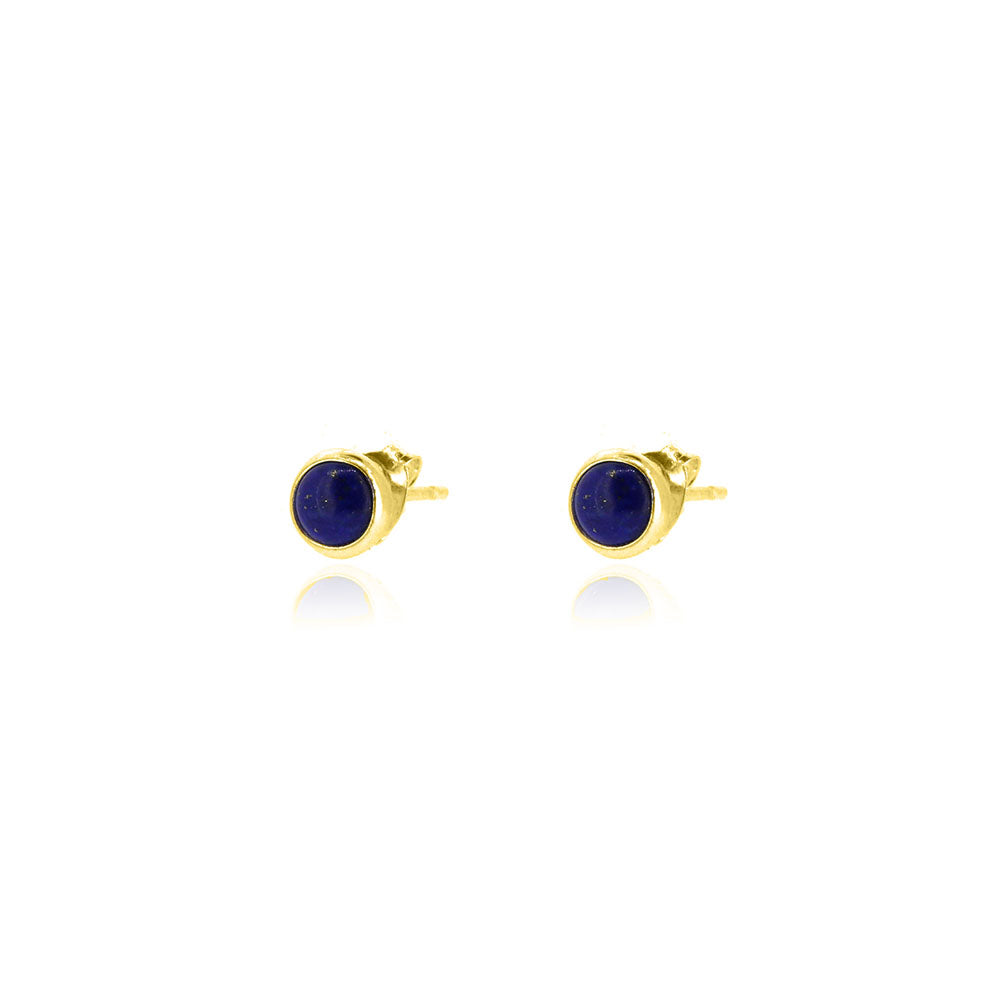 Iria Lapis Lazuli 3mm Stud Earrings - Yellow Gold Vermeil Stud Earrings