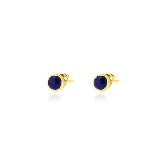 Iria Lapis Lazuli 3mm Stud Earrings - Yellow Gold Vermeil Stud Earrings