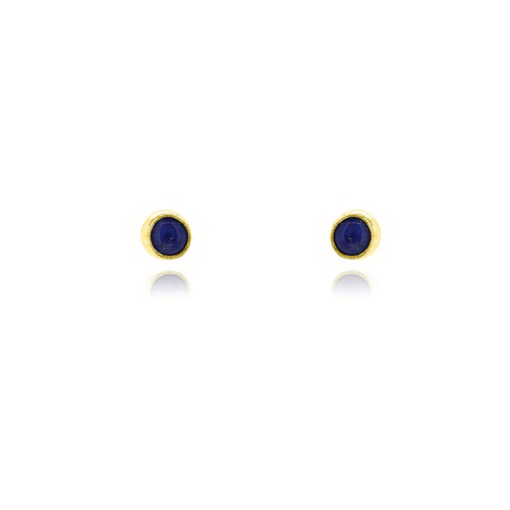 Iria Lapis Lazuli 3mm Stud Earrings - Yellow Gold Vermeil Stud Earrings