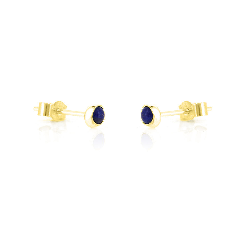 Iria Lapis Lazuli 3mm Stud Earrings - Yellow Gold Vermeil Stud Earrings