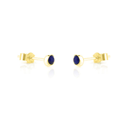 Iria Lapis Lazuli 3mm Stud Earrings - Yellow Gold Vermeil Stud Earrings