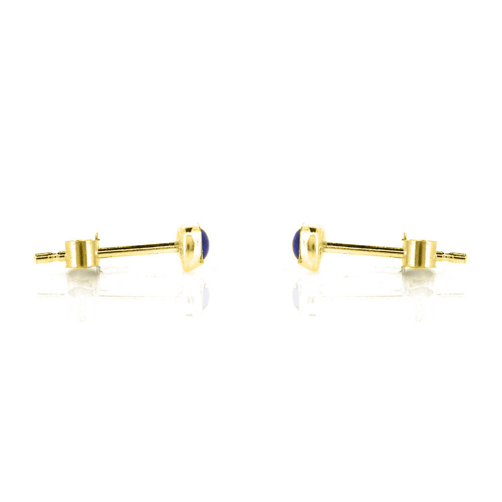 Iria Lapis Lazuli 3mm Stud Earrings - Yellow Gold Vermeil Stud Earrings