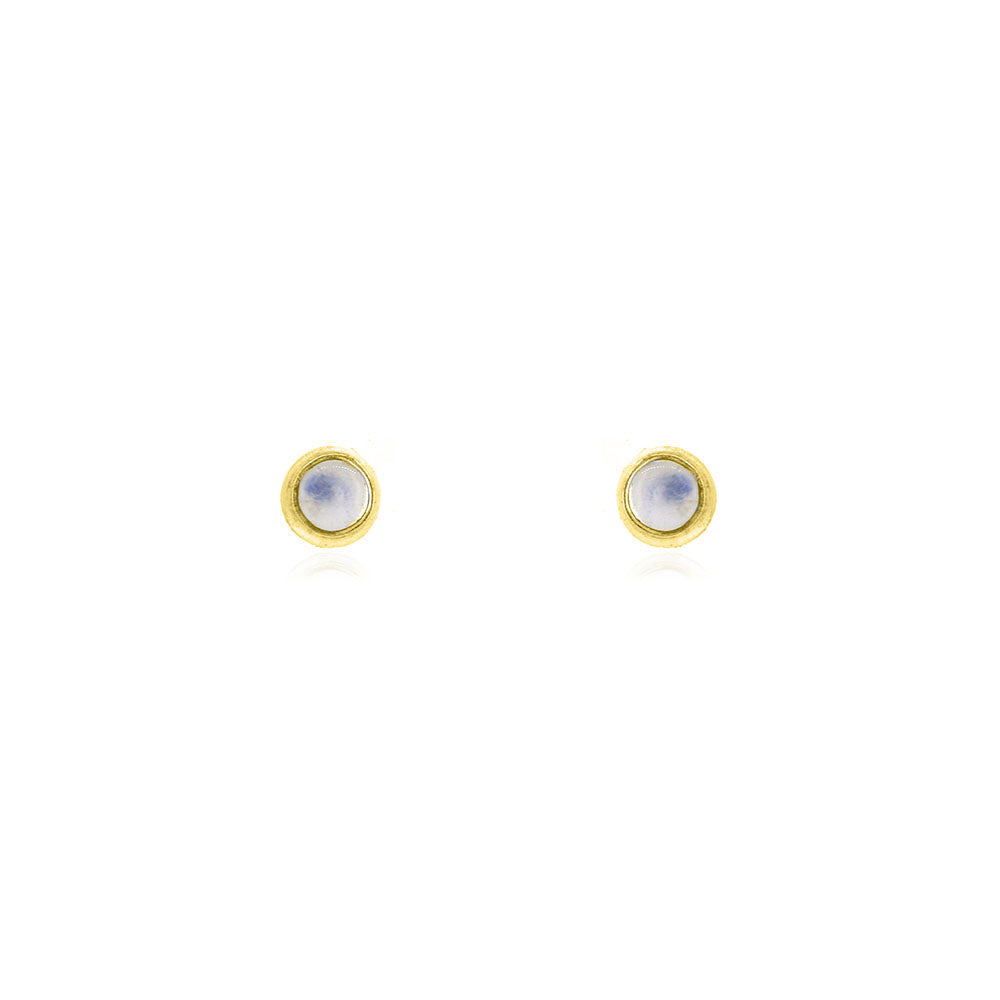 Iria Moonstone 3mm Stud Earrings - Yellow Gold Vermeil Stud Earrings