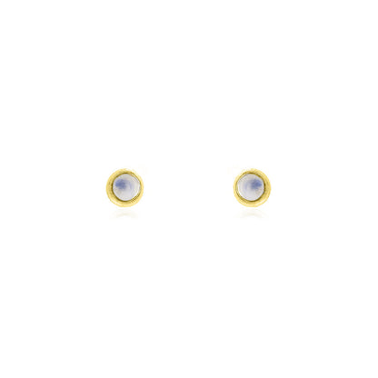 Iria Moonstone 3mm Stud Earrings - Yellow Gold Vermeil Stud Earrings