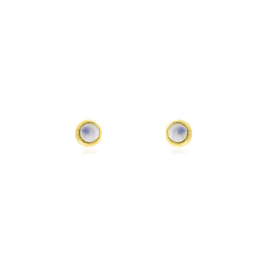 Iria Moonstone 3mm Stud Earrings - Yellow Gold Vermeil Stud Earrings