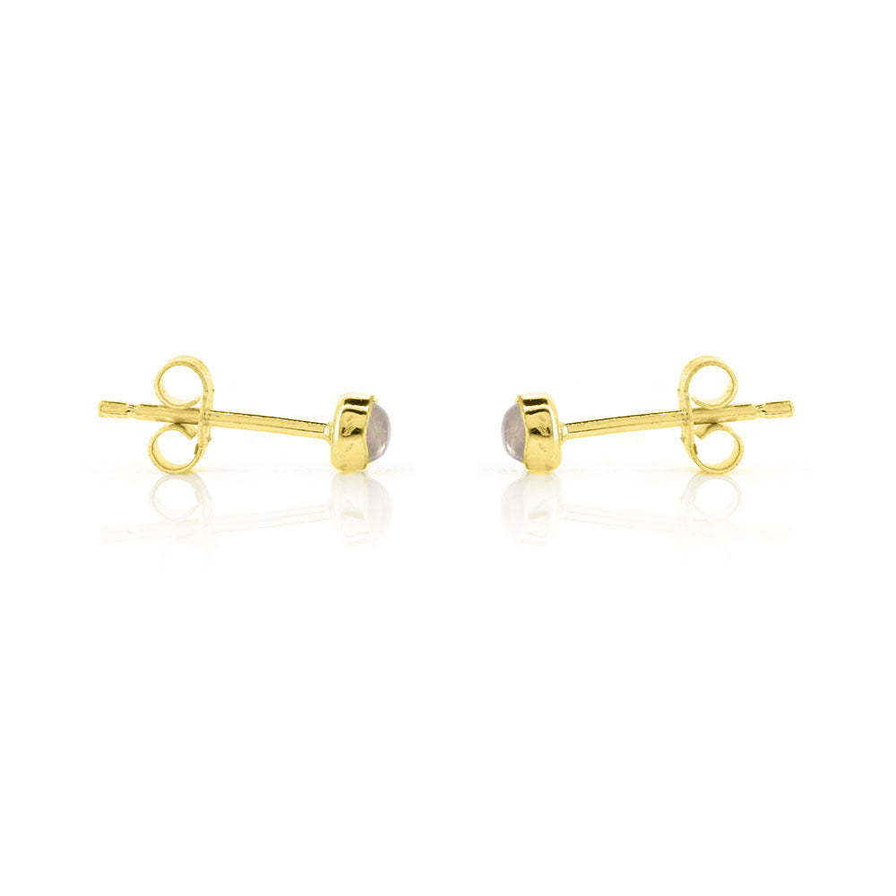 Iria Moonstone 3mm Stud Earrings - Yellow Gold Vermeil Stud Earrings