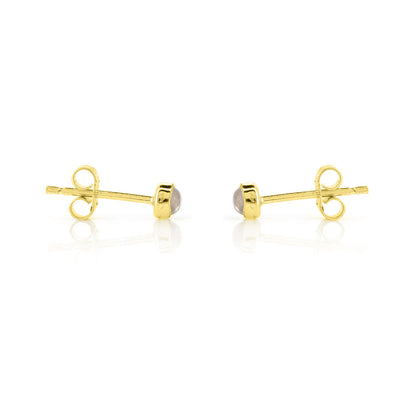 Iria Moonstone 3mm Stud Earrings - Yellow Gold Vermeil Stud Earrings