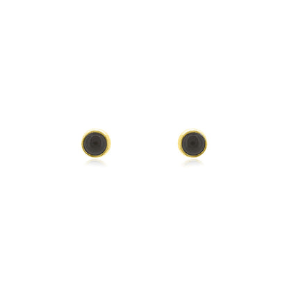 Iria Onyx 3mm Stud Earrings - Yellow Gold Vermeil Stud Earrings